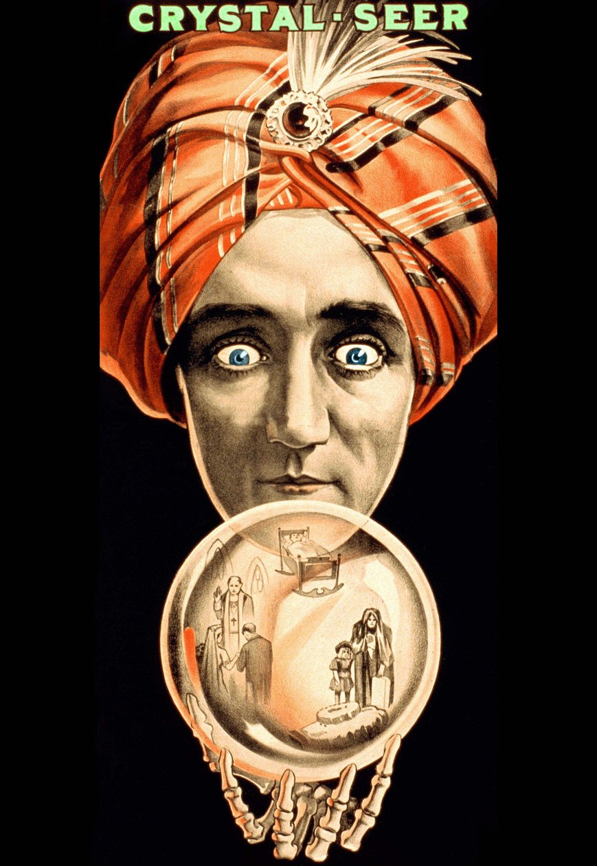 Cartaz americano para o show Crystal Seer (que lê a bola de cristal) sd. início do século 20 (cartaz) de American School