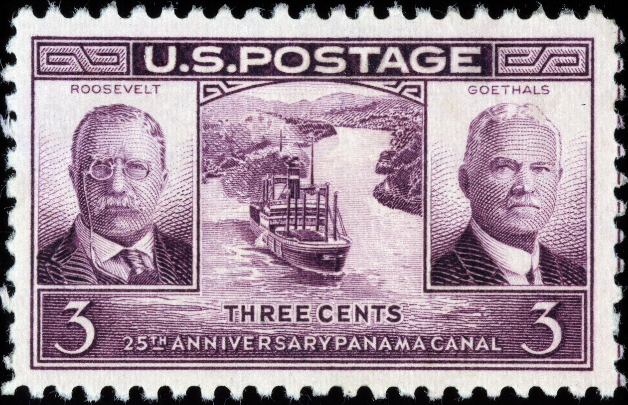 Selo americano no 25º aniversário do Canal do Panamá de American School