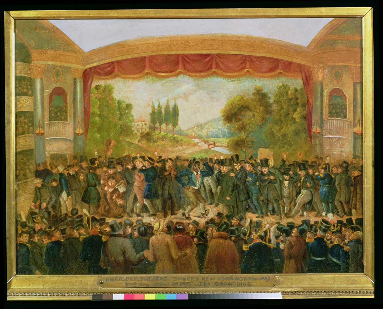 Teatro americano, Bowery, Nova York, representando a 57ª noite do Sr. TD Jim Crow Rice (1808-60) 25 de novembro de 1833 de American School