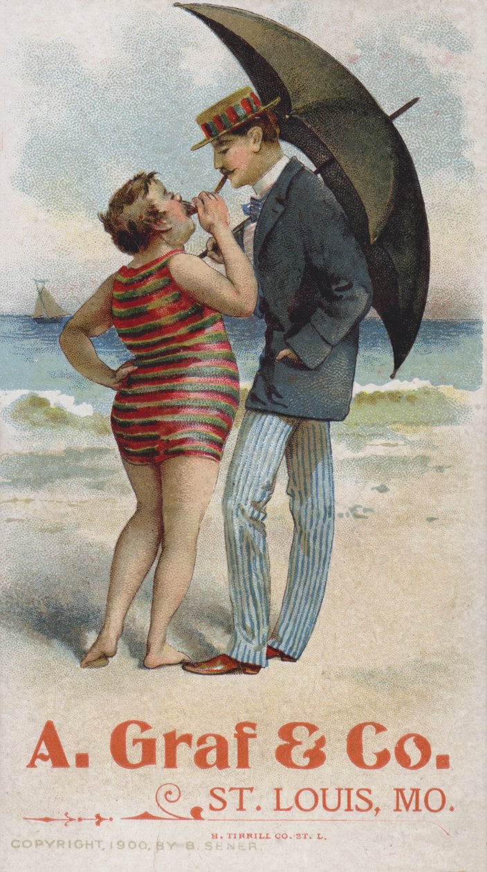 Cartão comercial americano publicitário da A Graf  Company, St Louis, Missouri (cromolitografia) de American School