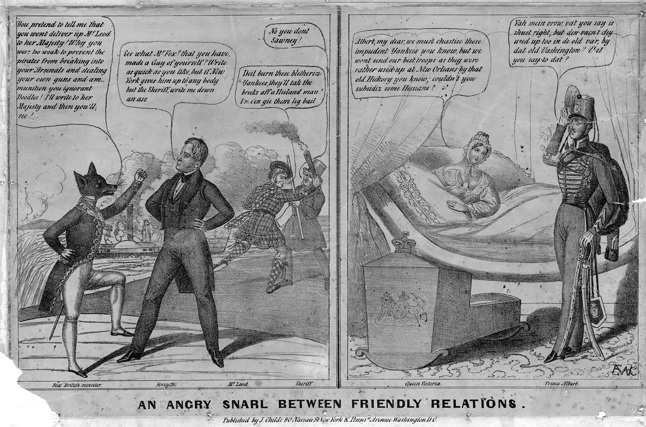 Um grunhido furioso entre relações amistosas, publicado por J. Childs, Nova York e Washington DC, c.1838-1840 de American School