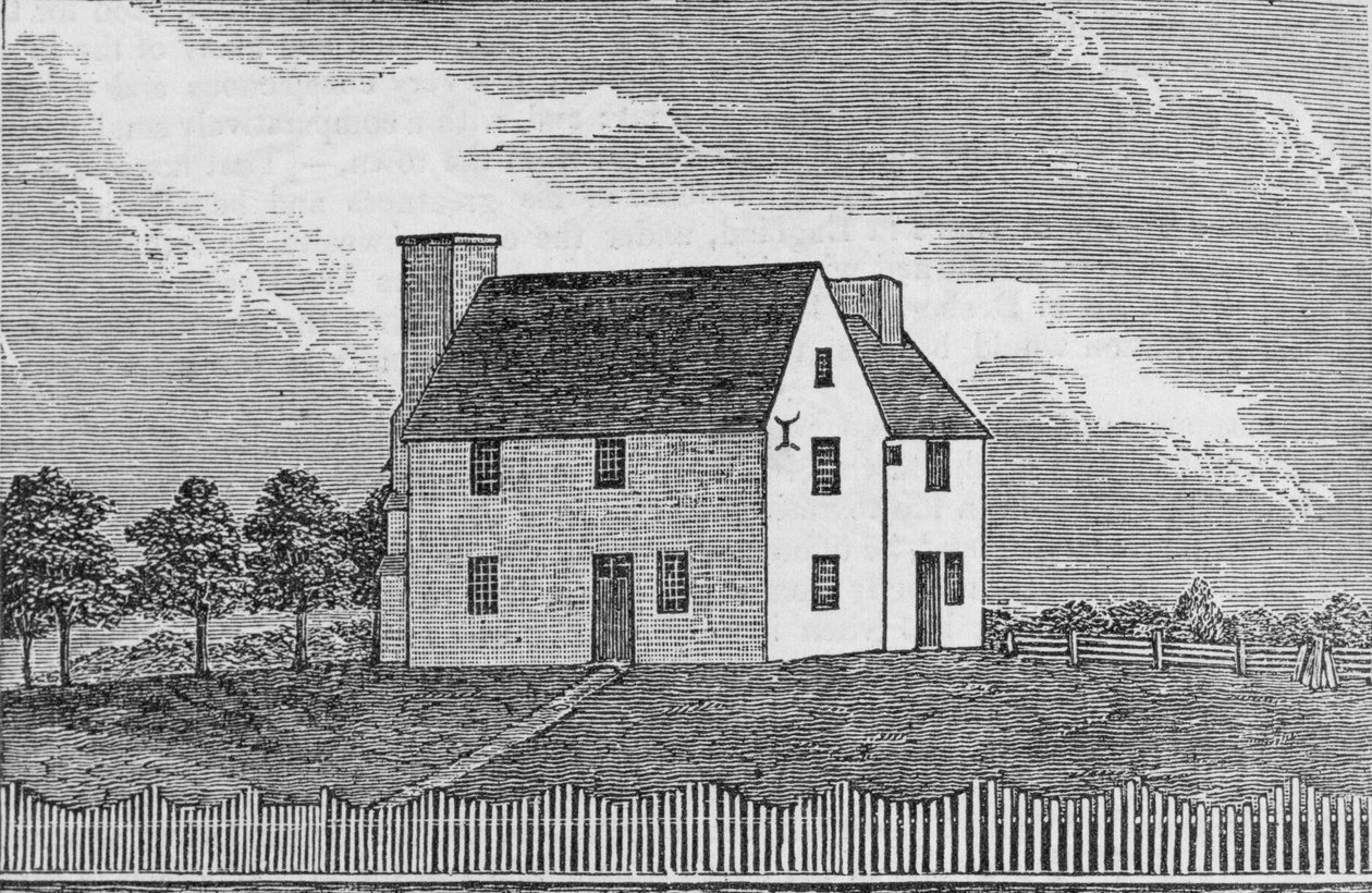 Casa antiga em Guilford, Connecticut, de &39;coleções históricas de Connecticut&39;, por John Warner Barber, 1856 de American School