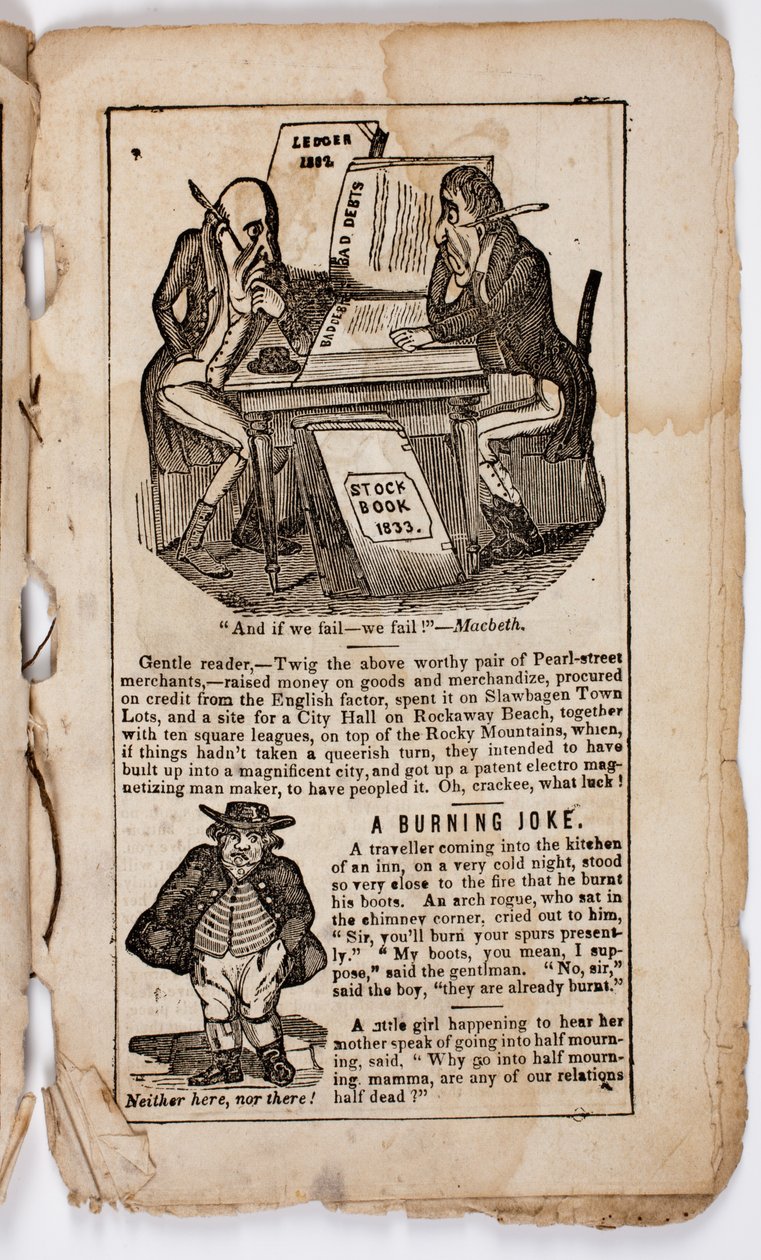 E se nós falharmos - nós falhamos! Macbeth, página 7 de Eltons Comic All-my-nack, 1838 de American School