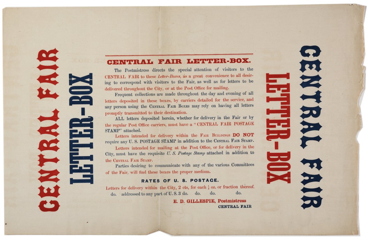 Anúncio para as caixas de correio justas centrais, c.1864 de American School