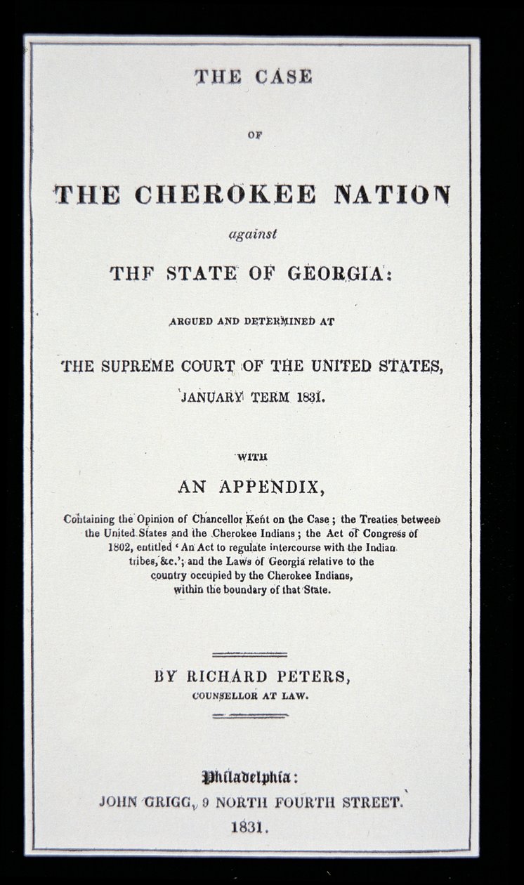 O trato anti-remoção, pela Nação Cherokee, em resposta à remoção forçada dos índios de sua terra natal de American School