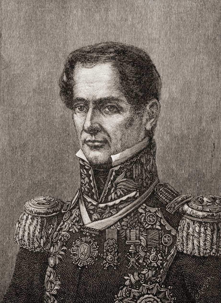 António de Pádua María Severino López de Santa Anna y Pérez de Lebró, de "História da Nossa Pátria", publicado em 1905 (gravura) de American School