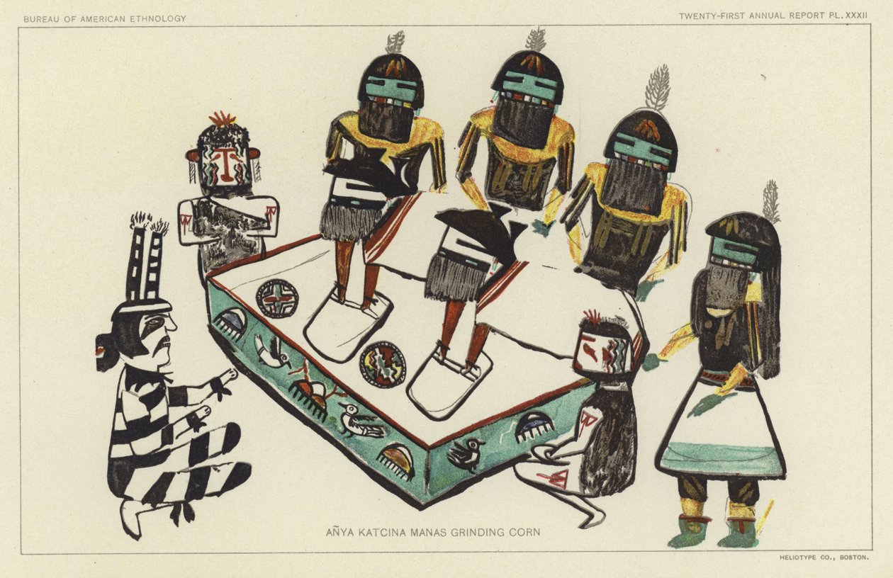 Anya Katcina Manas a moer milho (litografia a cores) de American School