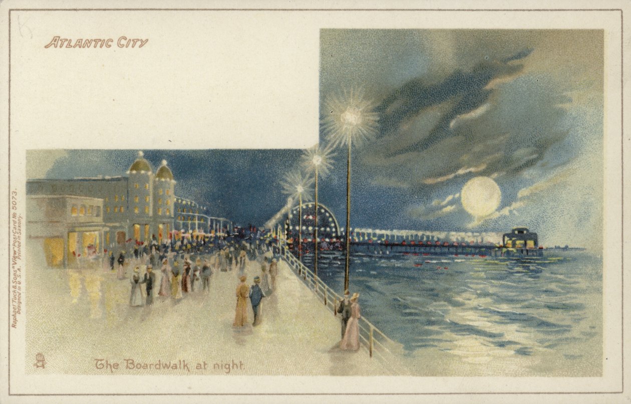 Atlantic City, o calçadão à noite (cromolitografia) de American School