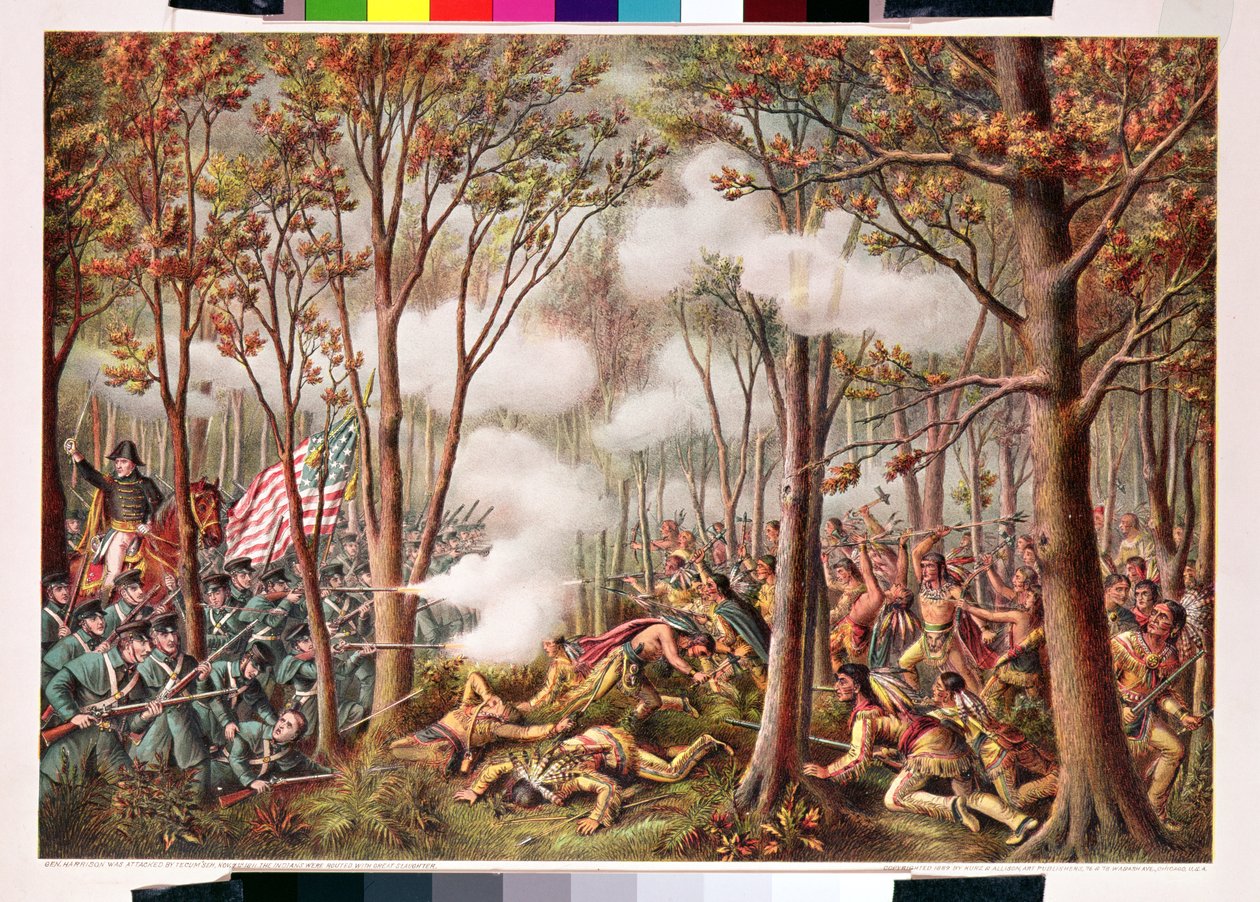 Ataque dos nativos americanos no rio Tippecanoe, Território de Indiana, 7 de novembro de 1811 de American School