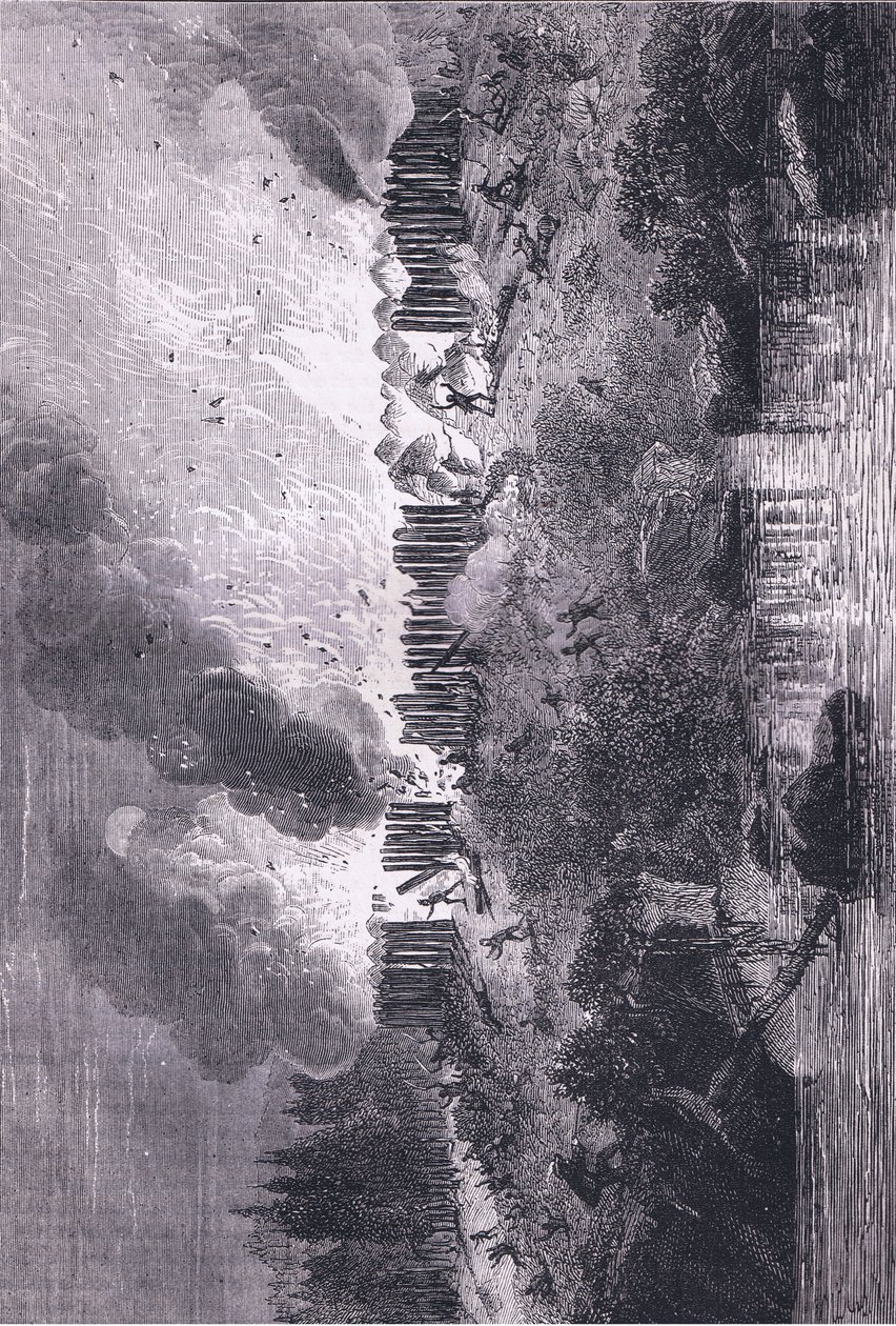 Ataque ao Forte Pequot, ilustração de Cassell