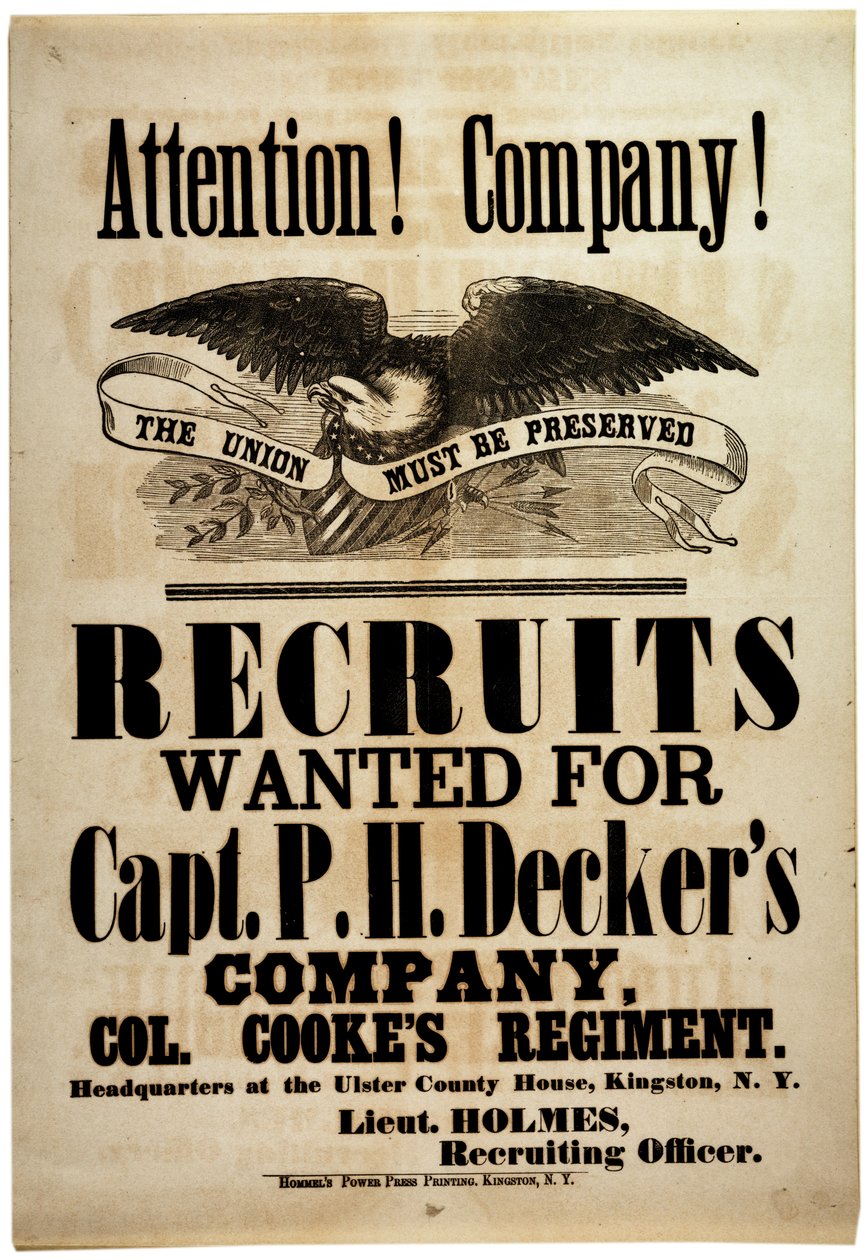 Atenção! Companhia !, recrutando broadside para Nova Iorque 156th Infantry, 1862 de American School