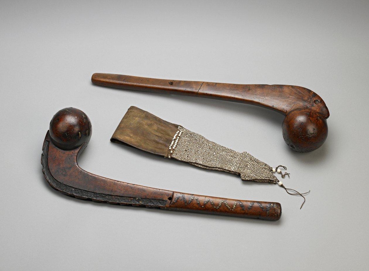Clubes de Tomahawk com cabeça de bola (madeira e latão) de American School