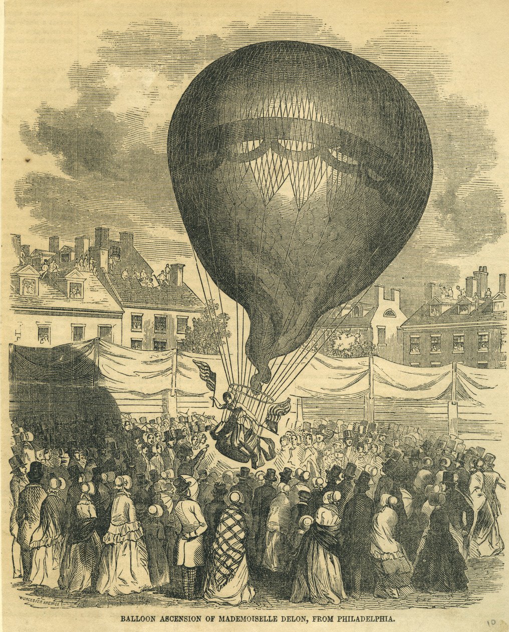 Ascensão Balão de Mademoiselle Delon, de Filadélfia de American School