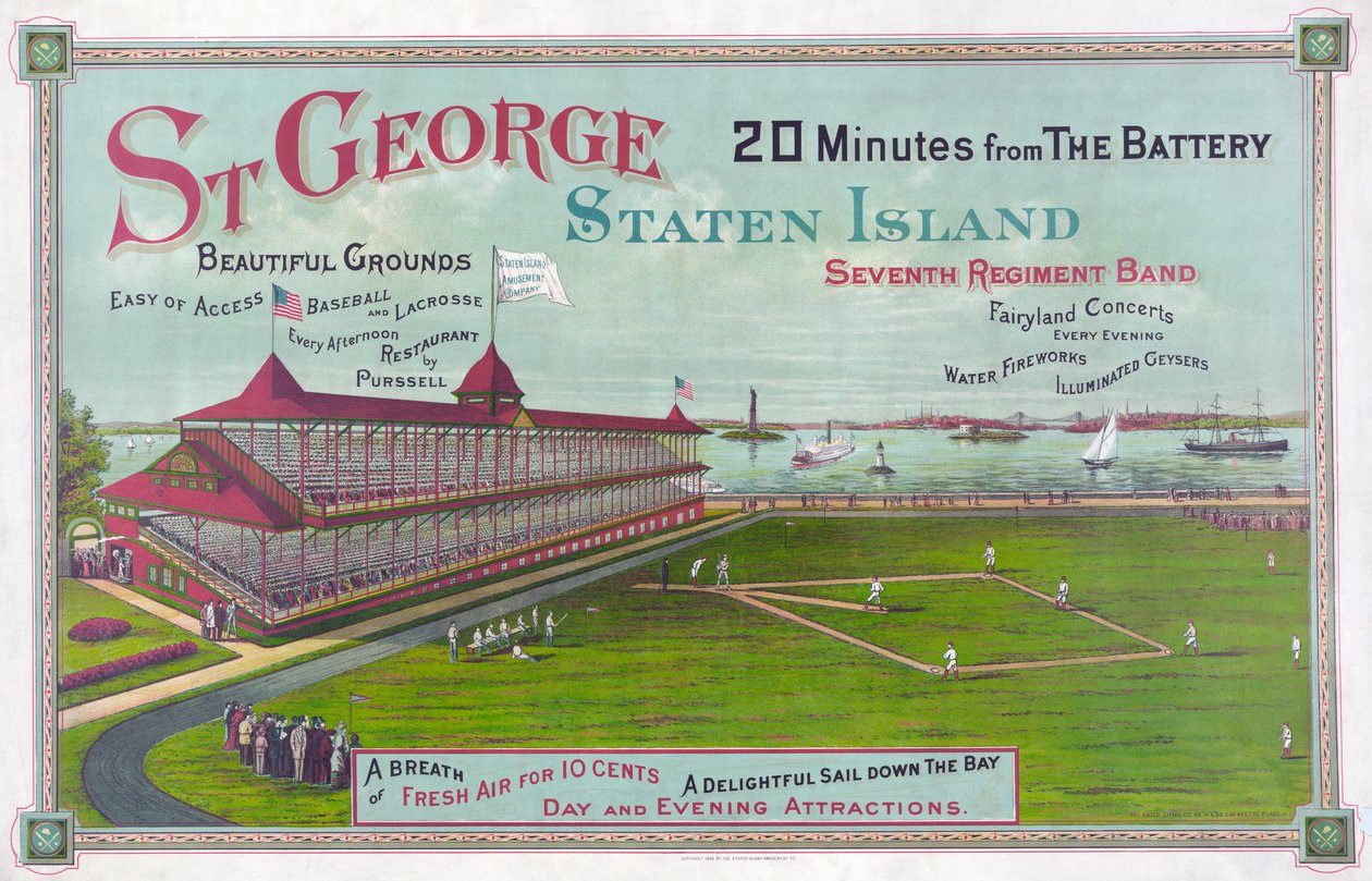 Campo de basebol em St. George Park, Staten Island de American School