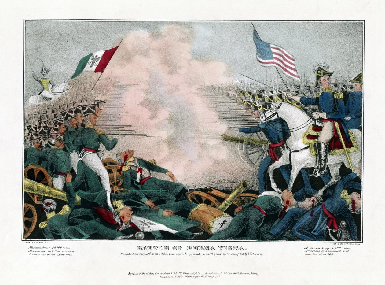 Batalha de Buena Vista, travada em 23 de fevereiro de 1847, o exército americano sob o comando de Gen "l Taylor foi completamente vitorioso de American School