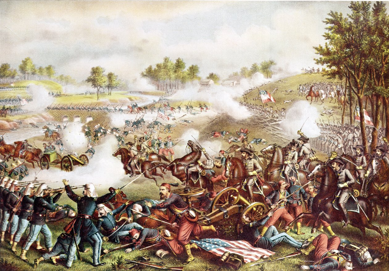 Batalha de Bull Run, 21 de julho de 1861, publicada em 1889 de American School