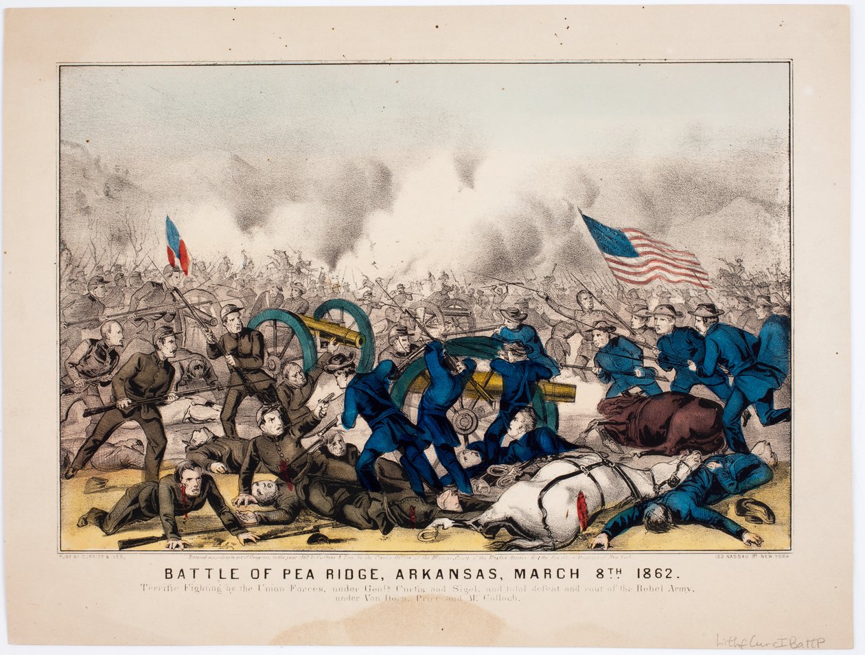 Batalha de ervilha Ridge, Arkansas, 8 de março de 1862, pub. por Currier & Ives, 1862 de American School