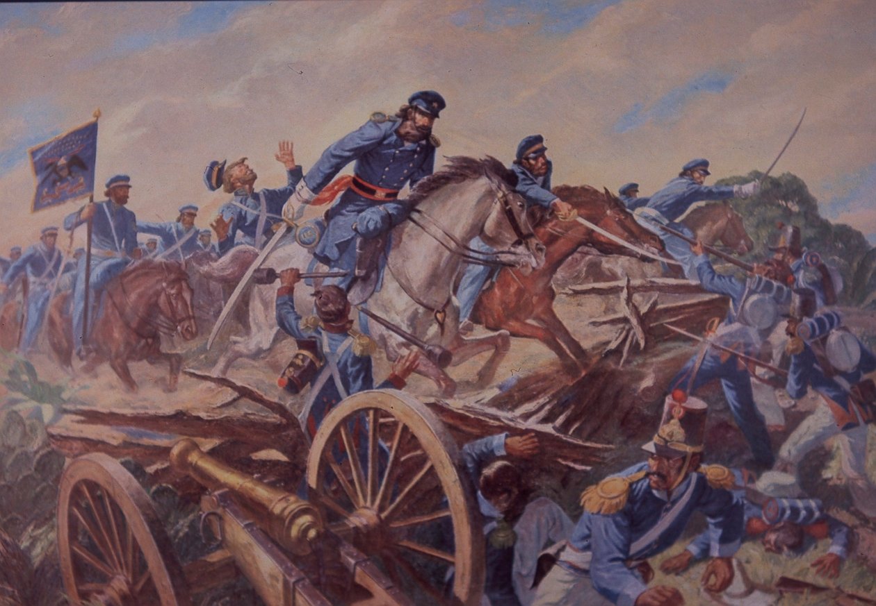Batalha de Resaca de la Palma, Guerra Mexicano-Americana (aguarela sobre papel) de American School