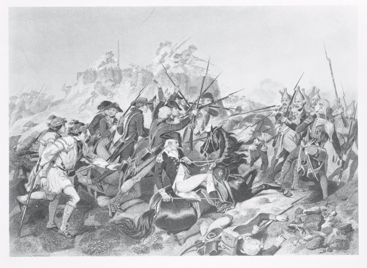 Batalha de Saratoga - General Arnold Ferido no Ataque ao Reduto de Hesse, 17 de outubro de 1777 de American School