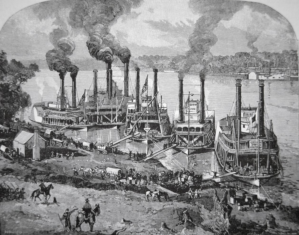 Batalha de Shiloh, também conhecida como Pittsburg Landing, abril de 1862 (litho) de American School