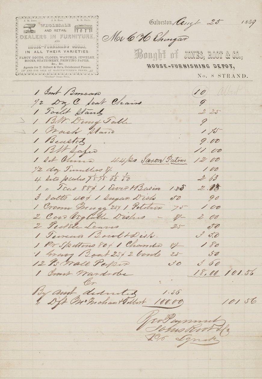 Nota de venda datada de 25 de agosto de American School