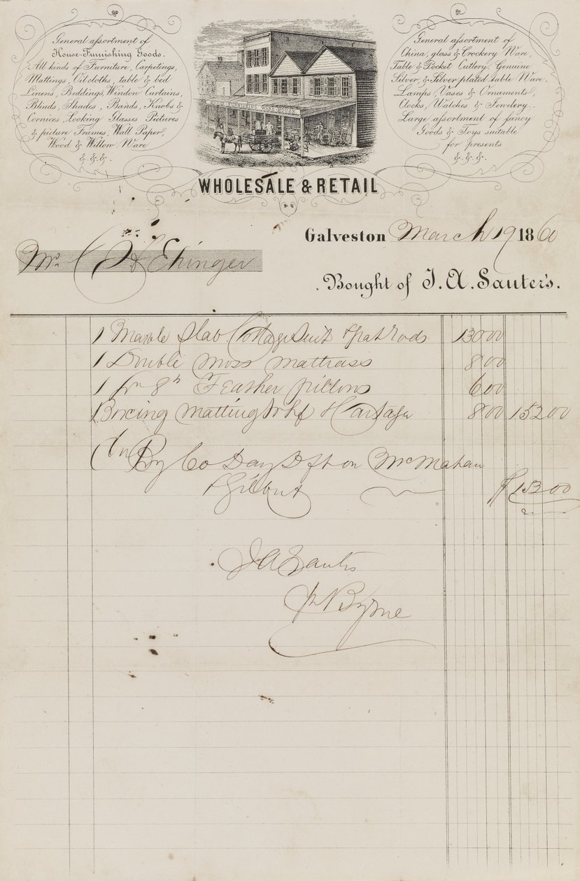 Nota de venda da J. A. Sauter