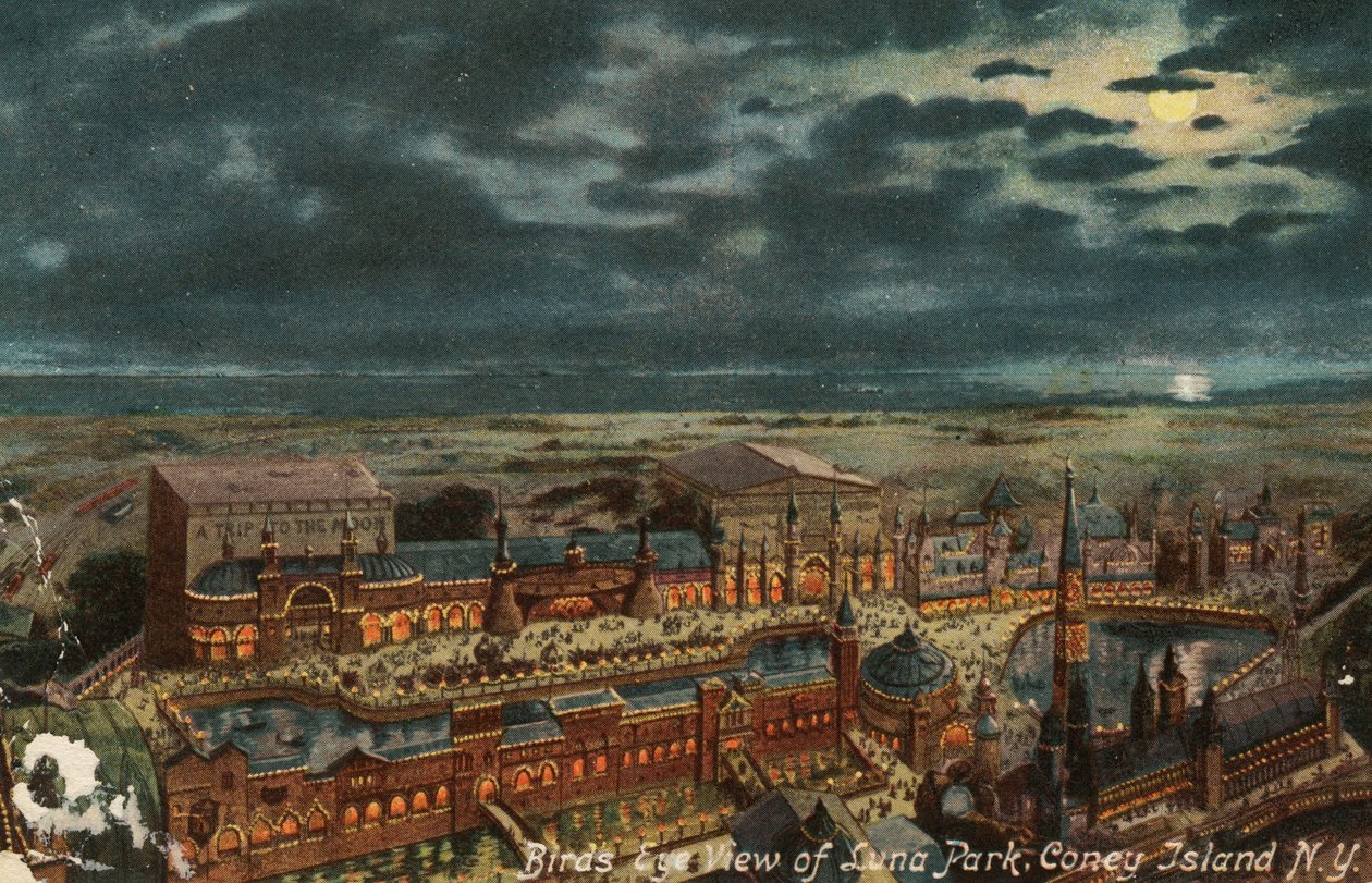 Vista aérea de Luna Park, Coney Island, Nova York, c.1900 de American School