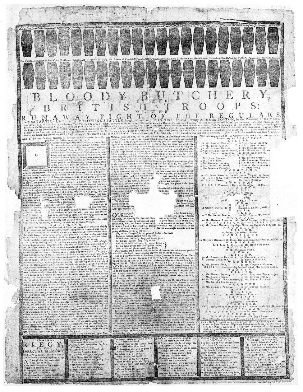 Ataque sangrento das tropas britânicas, Salem 1775 (impressão) de American School