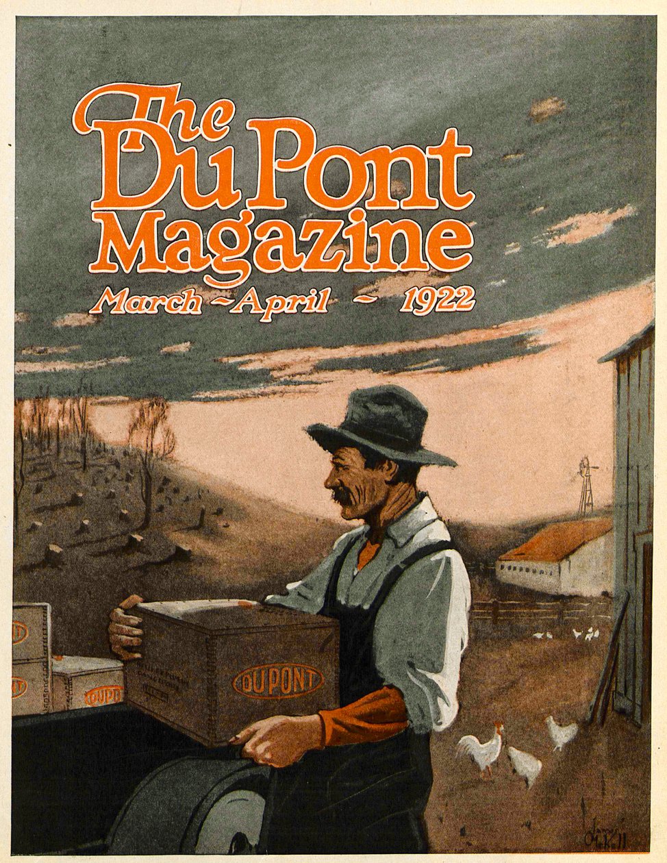 Máquinas Furadeiras e Explosivos Twin Helpers, capa da Revista DuPont, de março a abril de 1922 de American School