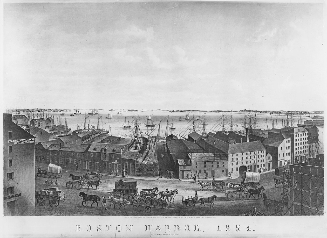 Porto de Boston, 1854 de American School