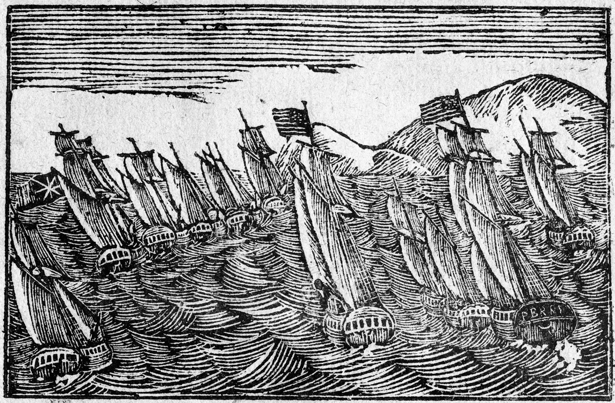 Vitória naval brilhante, ilustração broadside de American School