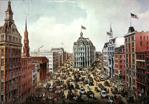 Broadway, New York City, c.1975 (aquarela sobre papel) de American School
