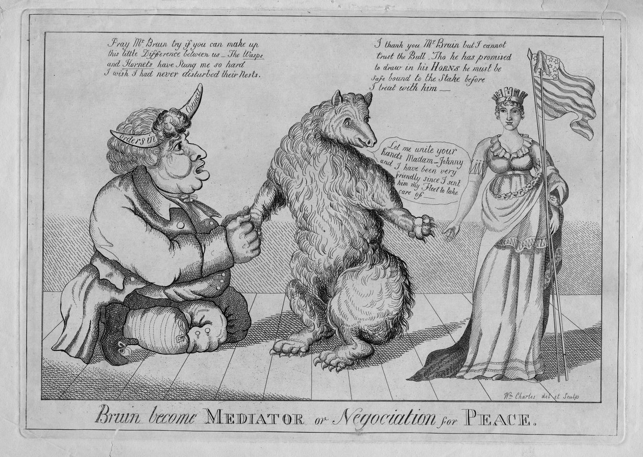 Bruin tornar-se mediador ou negociação pela paz, c.1813 de American School