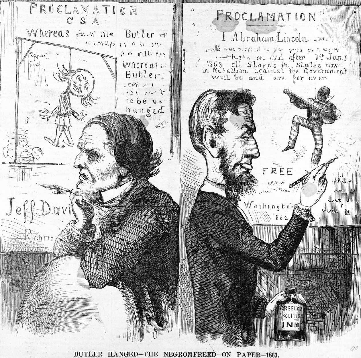Mordomo enforcado, o negro livre, em papel, 1863 de American School