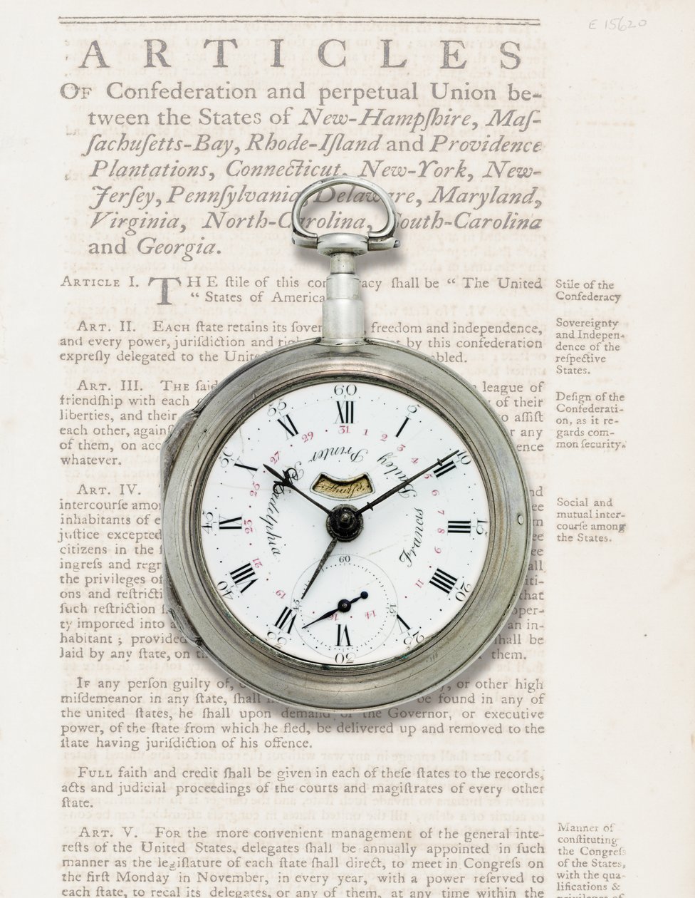 Relógio calendário, c.1780 (caixa prateada) de American School