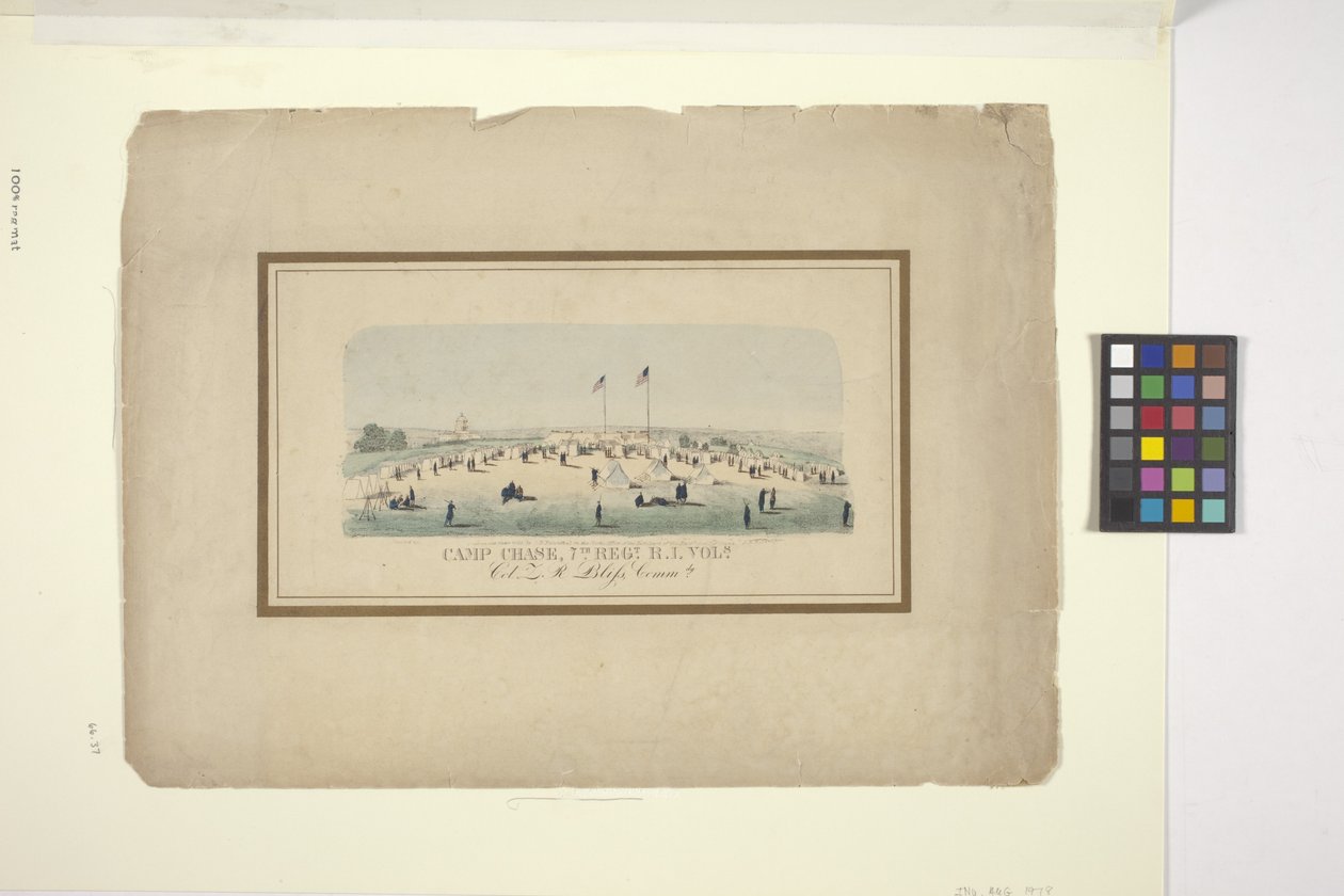 Camp Chase, 7Th Regt., R.I. Vols. (litografia colorida à mão) de American School