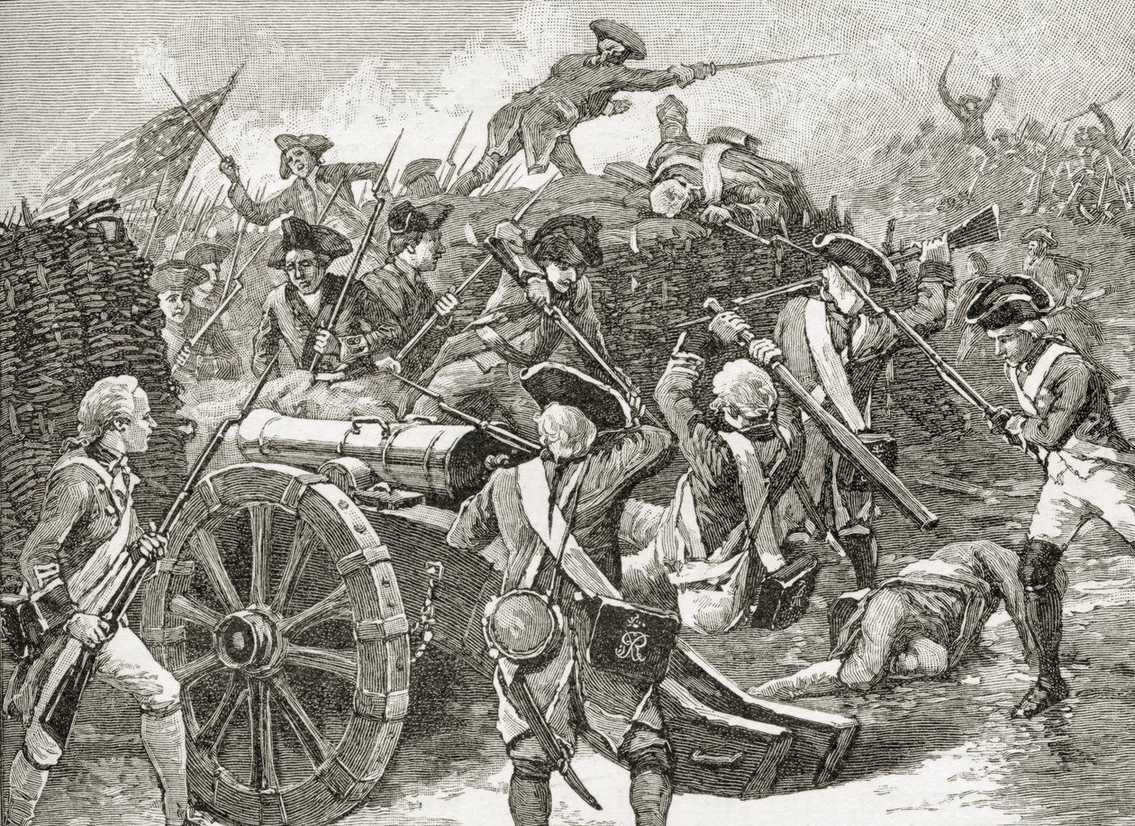 Captura de um reduto em Yorktown, 1781, de "Uma Breve História dos Estados Unidos", publicado pela AS Barnes und Co. em 1885 de American School