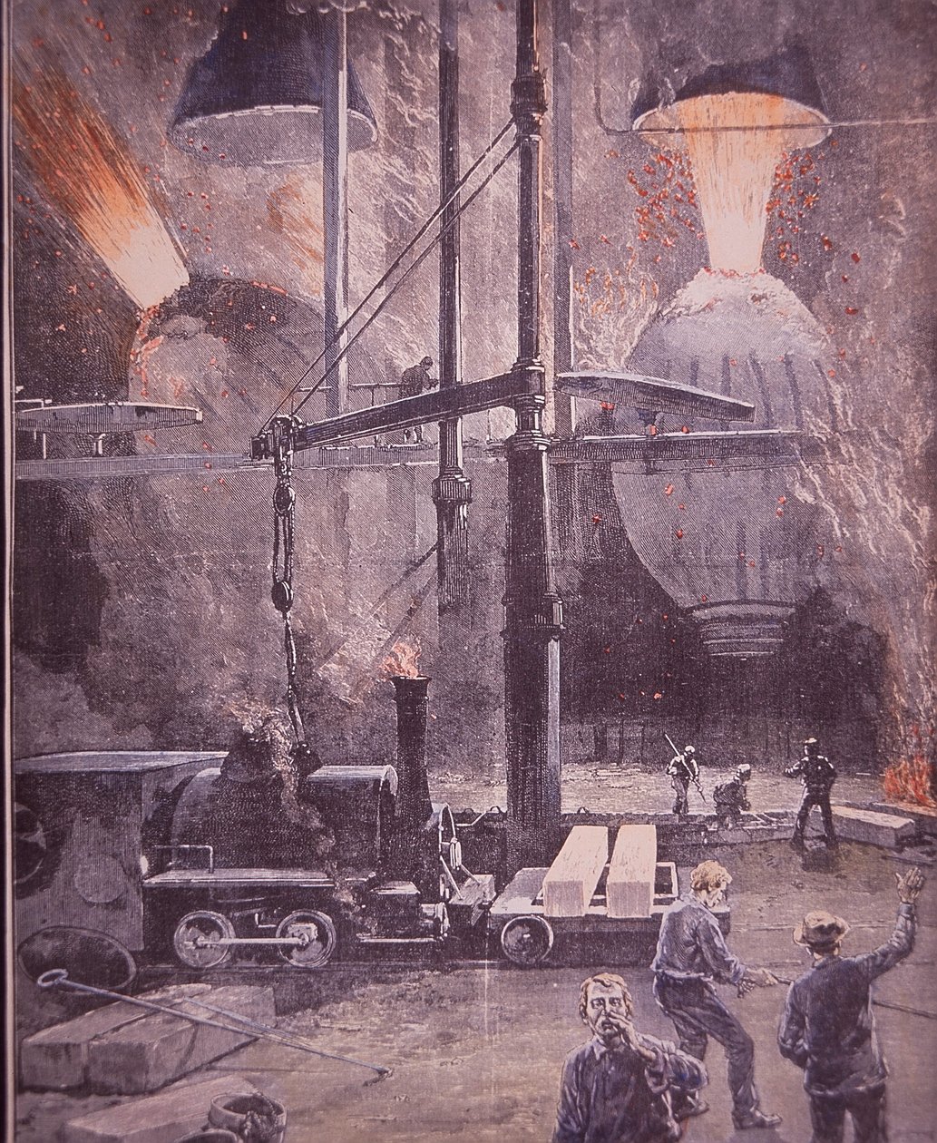 Carnegie steel works, Bessemer converters at full blast, Pittsburgh, Pennsylvania de American School