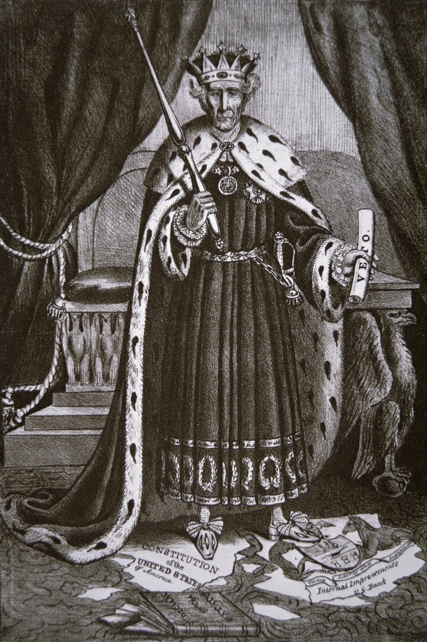 Desenho animado representando o General Andrew Jackson como 