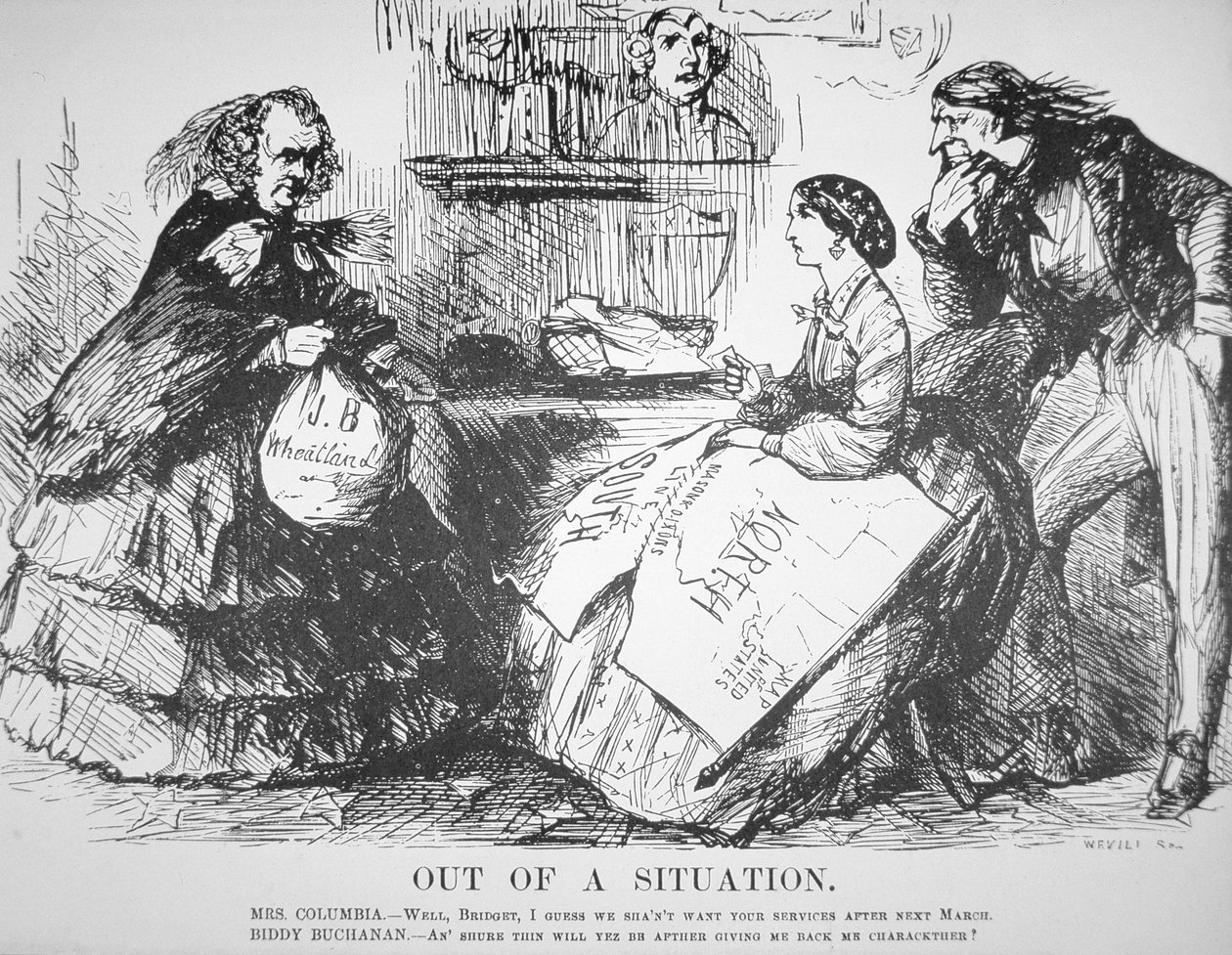Cartoon in Vanity Fair Magazine satirizando a rejeição do povo americano a James Buchanan (1791-1868), 7 de Abril de American School