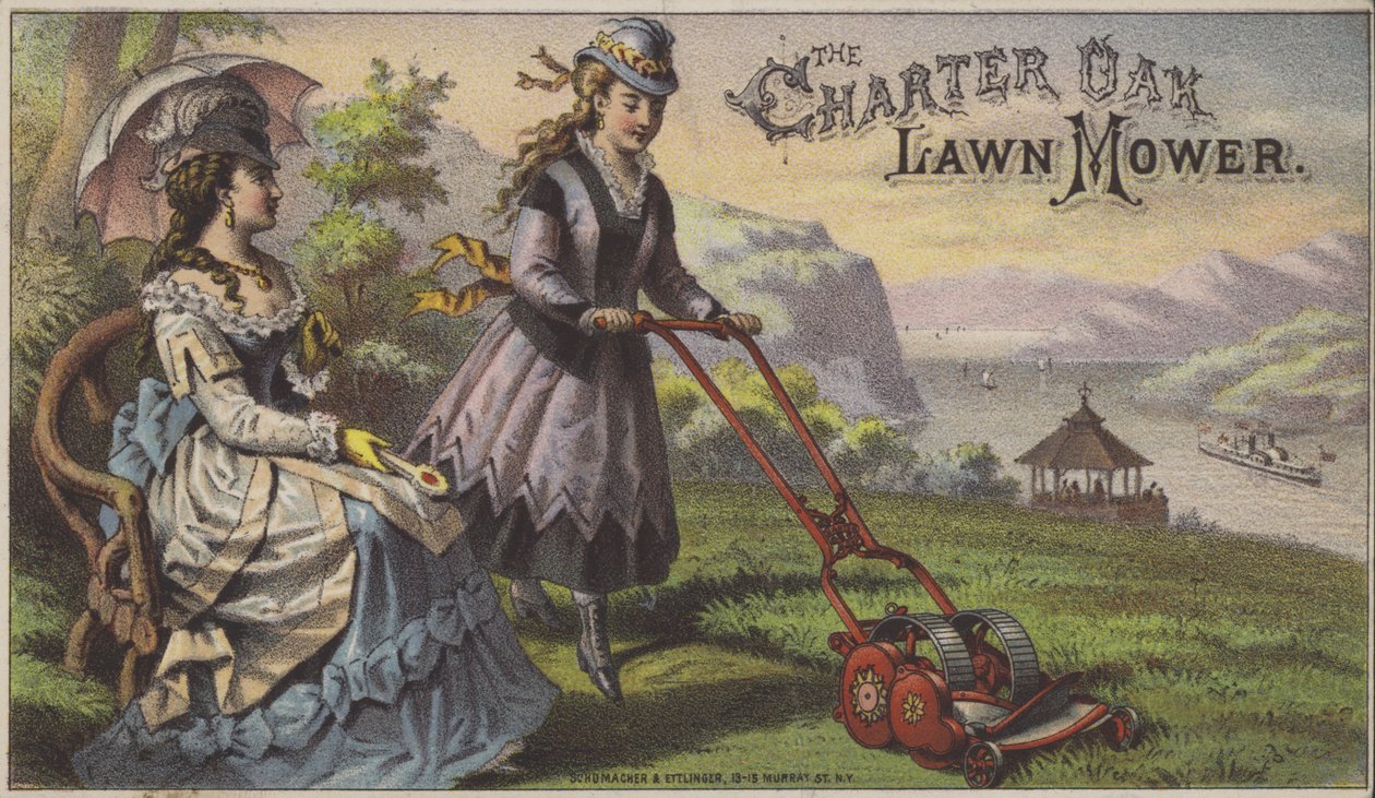 Cortador de relva Charter Oak (cromolitho) de American School