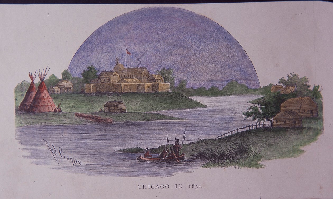 Chicago em 1831, final do século XIX (gravura a cores) de American School