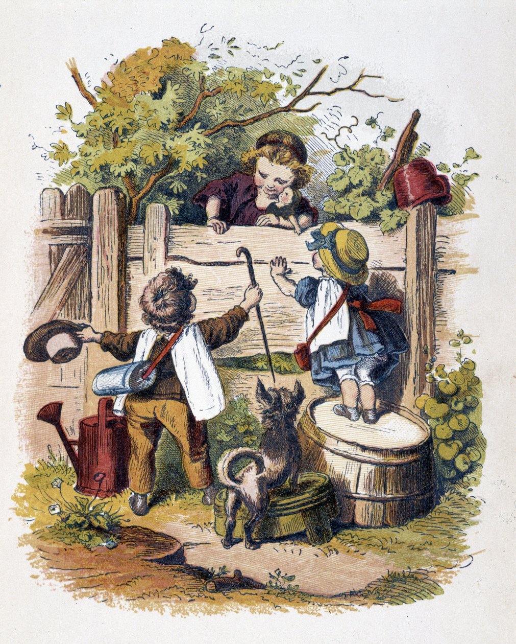 Reunião de crianças em "Schnik, schnak, trivialidades para os pequenos", jogos infantis. ed. London- Georges Ronthedge e filhos. New York, The broad way Ludgate n.d. c. 1890. de American School