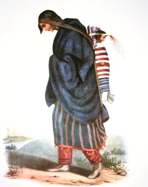 Chippewa Mother and Baby, c.1821 (cor litho) de American School
