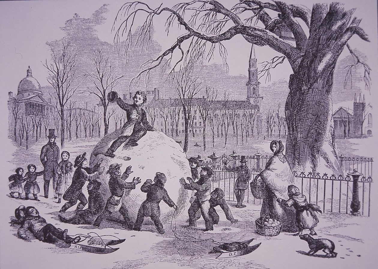 Bola de neve de Natal, cena no Boston Common de American School