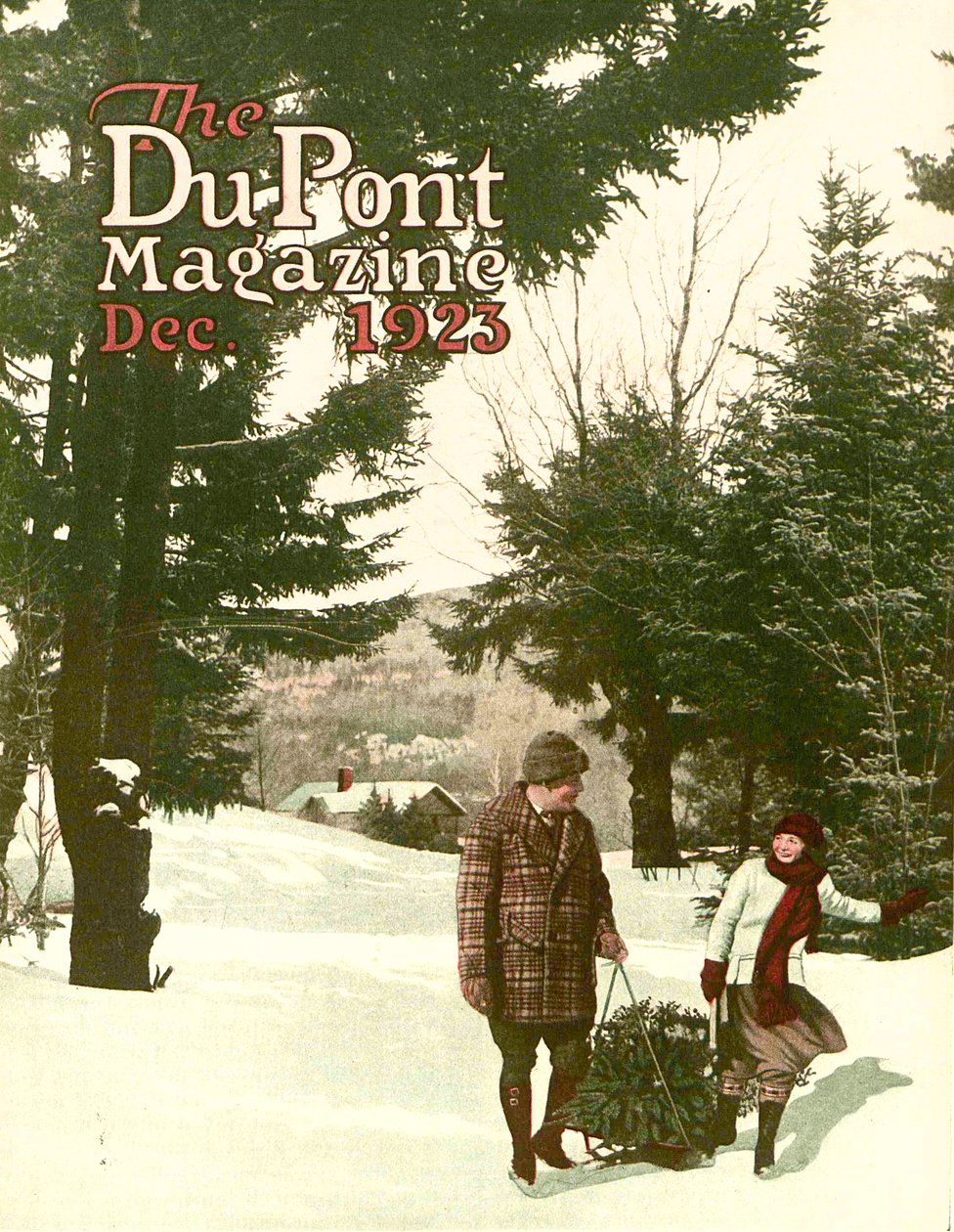 Árvore de Natal, capa da revista DuPont, dezembro de 1923 de American School