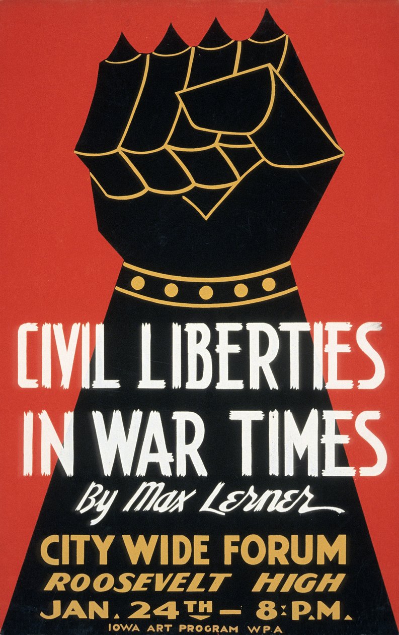 Cartaz sobre Liberdades Civis em Tempos de Guerra de American School