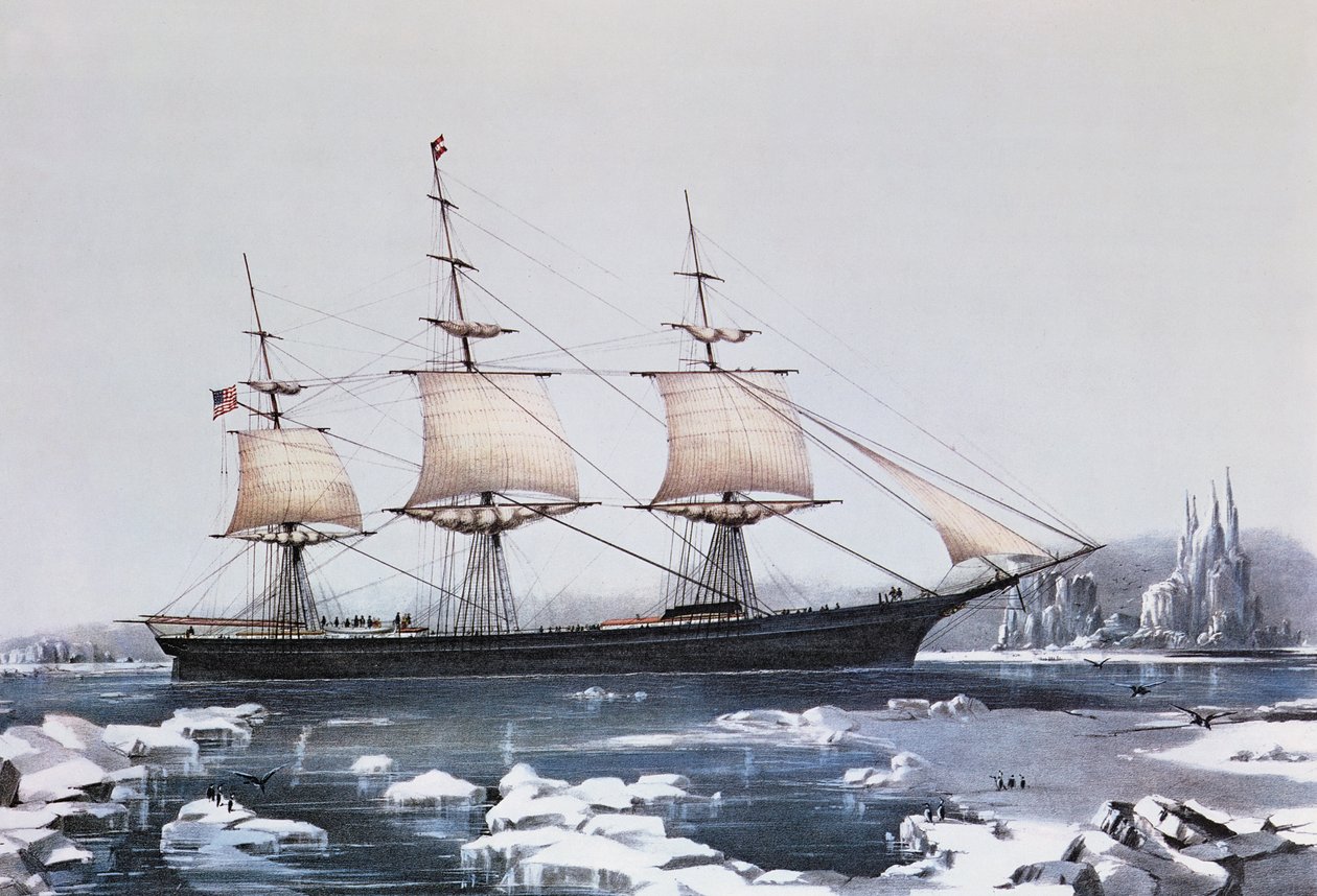 Clipper Ship Red Jacket no gelo do cabo Horn em sua passagem da Austrália para Liverpool, publicado pela Currier und Ives, 1854 de American School
