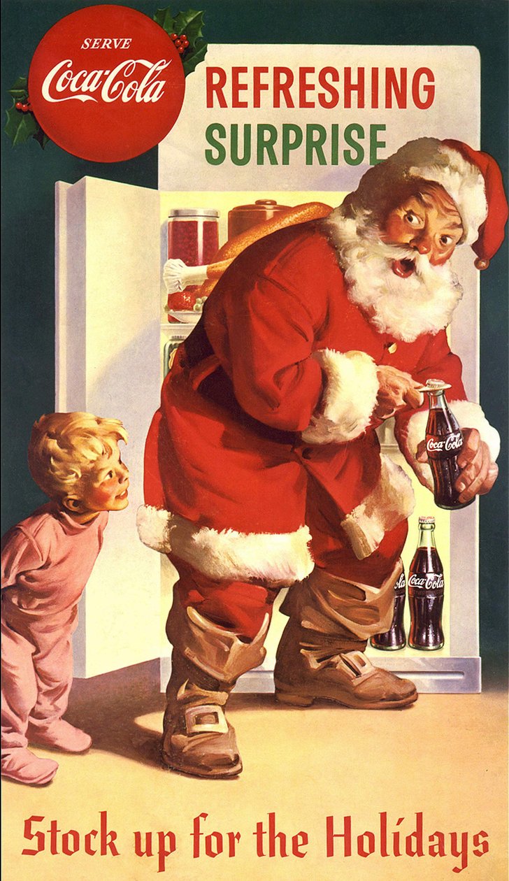 Anúncio da "Coca-Cola" com o Pai Natal, 40 e poucos anos. É necessária autorização prévia para uso com a Coca-Cola. de American School