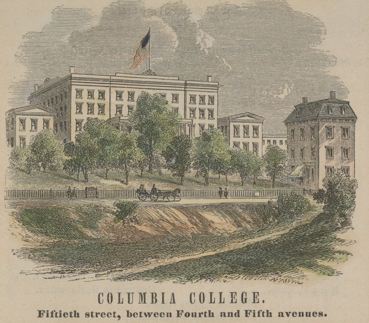 Columbia College, Fiftieth Street, entre a Quarta e a Quinta Avenidas, 1865 de American School